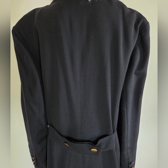 Vintage Louis Feraud Double-Breasted Wool Coat Midnight Blue Size 12 - Picture 14 of 15